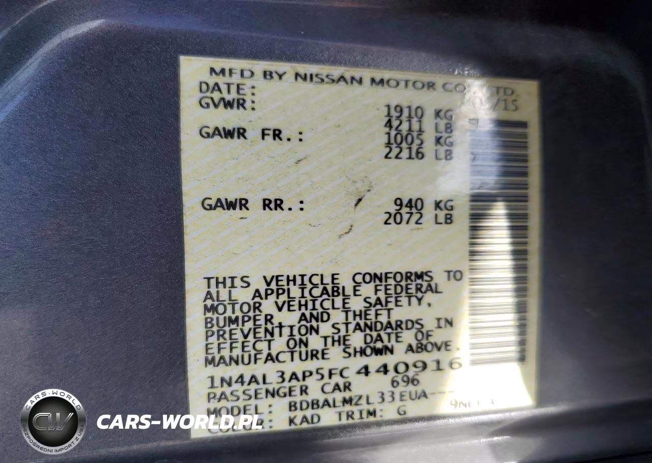 2015 Nissan Altima 2.5 Sv VIN:1N4AL3AP5FC440916 - 13