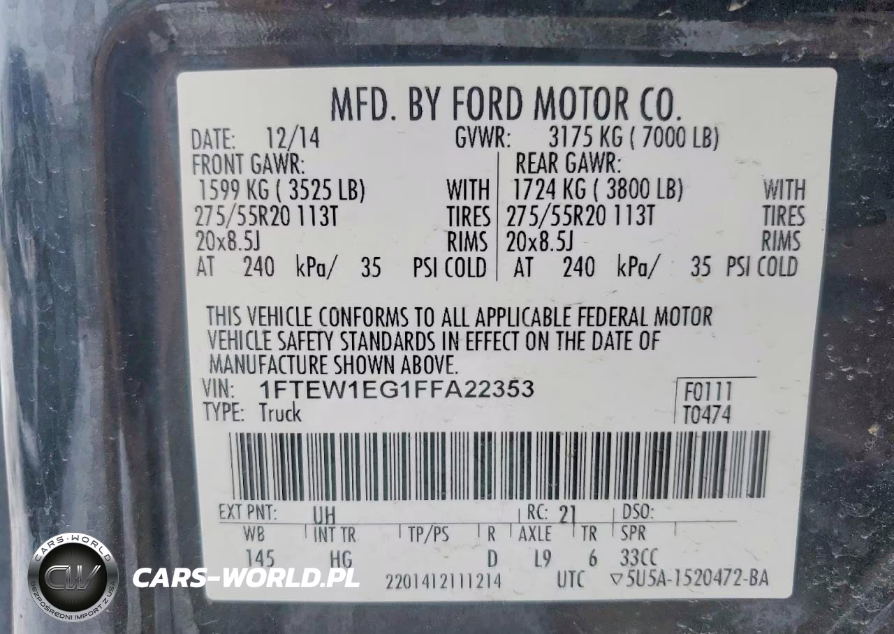 2015 Ford F150 Supercrew VIN:1FTEW1EG1FFA22353 - 12