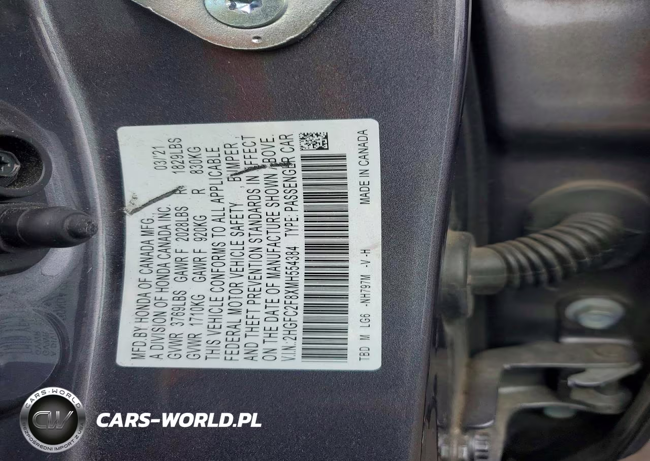 2021 Honda Civic Sport VIN:2HGFC2F8XMH554384 - 12