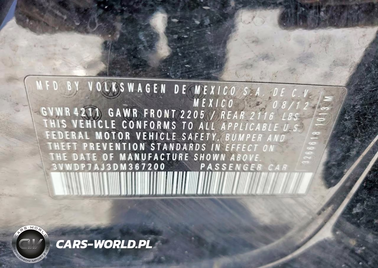 2013 Volkswagen Jetta VIN:3VWDP7AJ3DM367200 - 12
