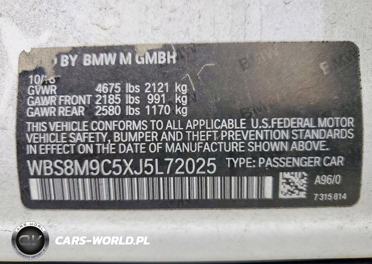 2018 BMW M3 VIN:WBS8M9C5XJ5L72025 - 13