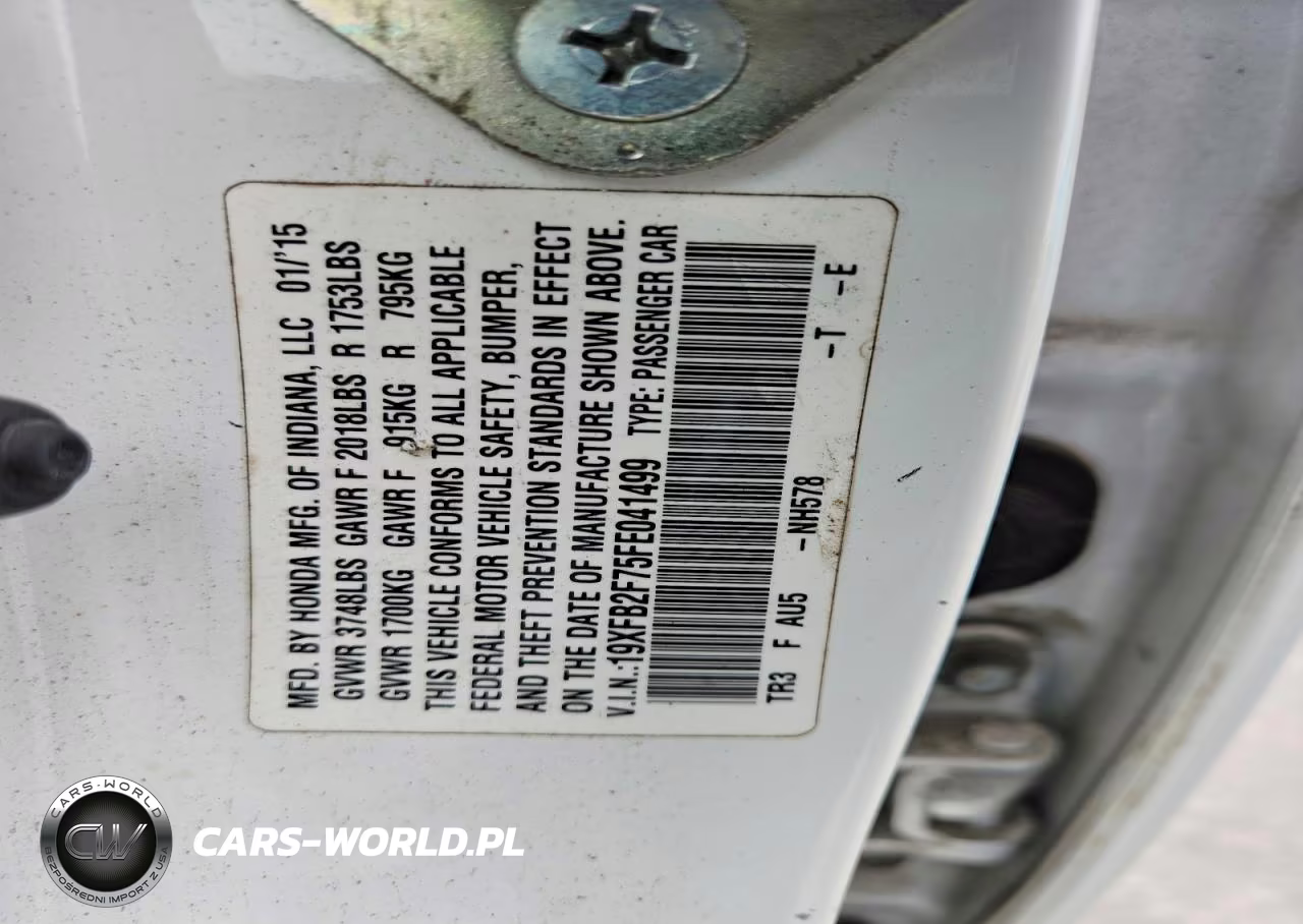 2015 Honda Civic Se VIN:19XFB2F75FE041499 - 12