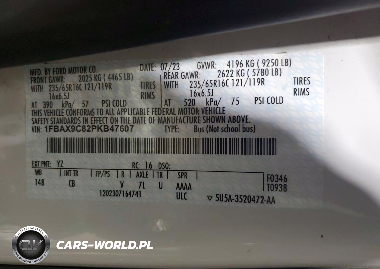 2023 Ford Transit T-350 VIN:1FBAX9C82PKB47607 - 14