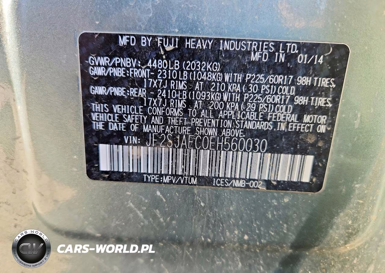 2014 Subaru Forester 2.5I Premium VIN:JF2SJAEC0EH560030 - 14