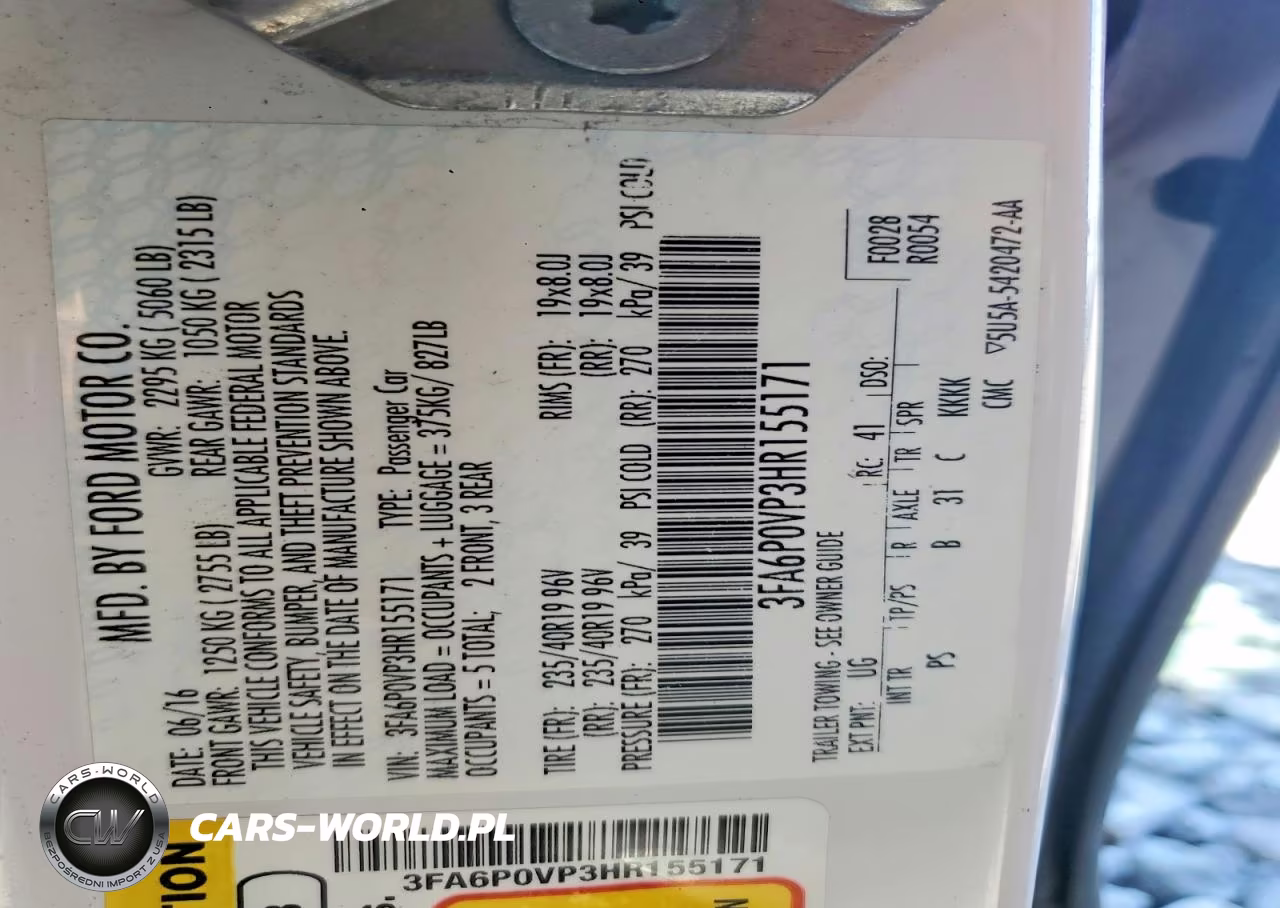 2017 Ford Fusion Sport VIN:3FA6P0VP3HR155171 - 12