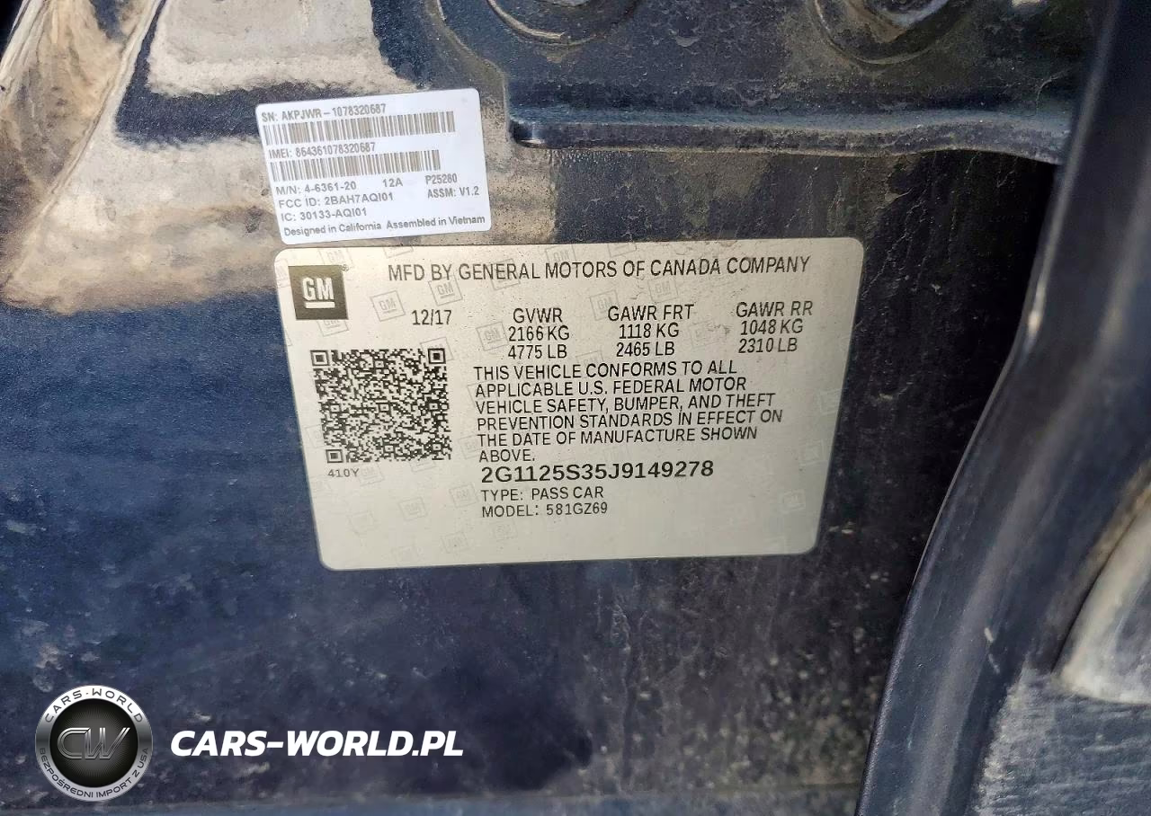 2018 Chevrolet Impala Premier VIN:2G1125S35J9149278 - 12