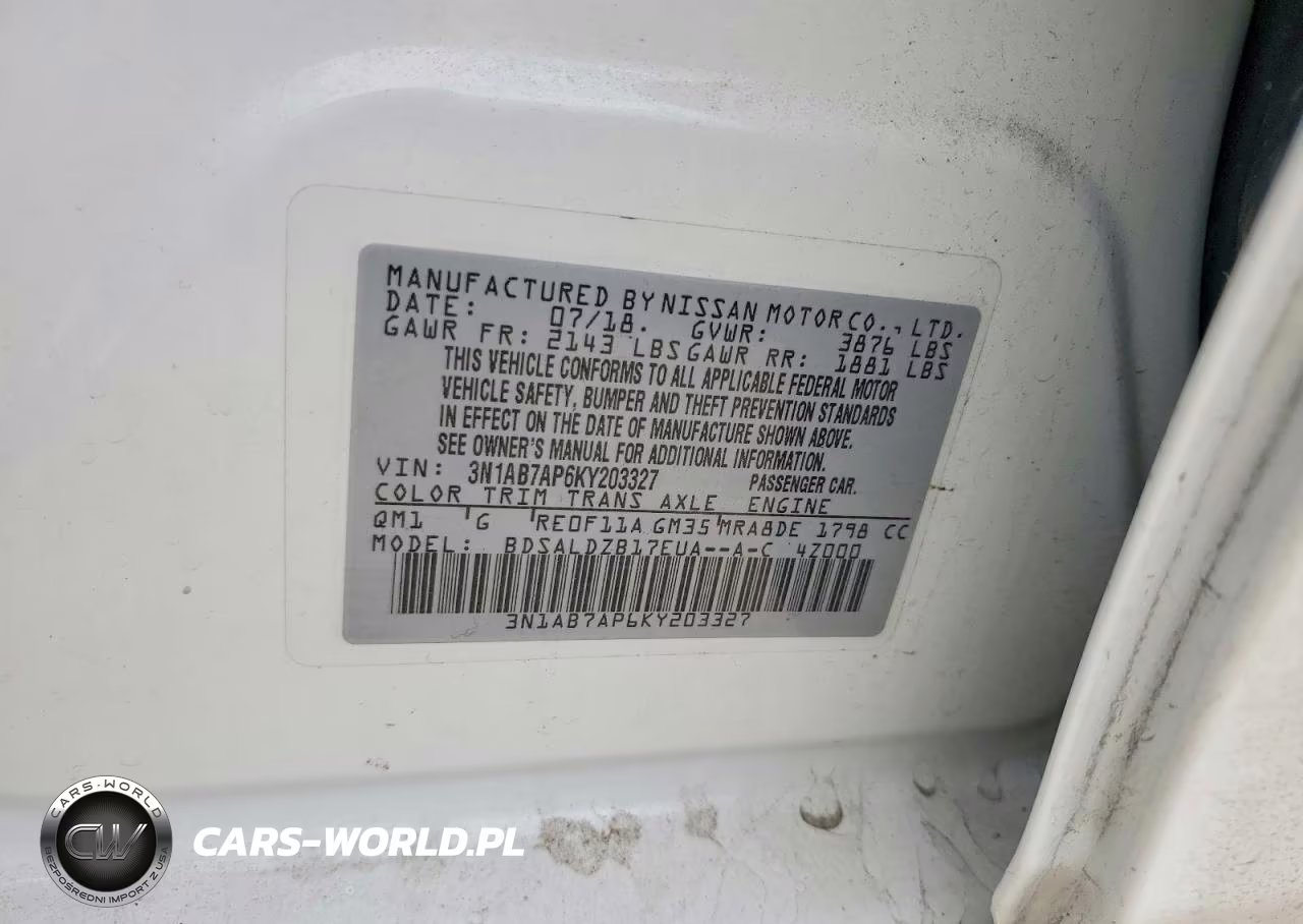 2019 Nissan Sentra S VIN:3N1AB7AP6KY203327 - 12