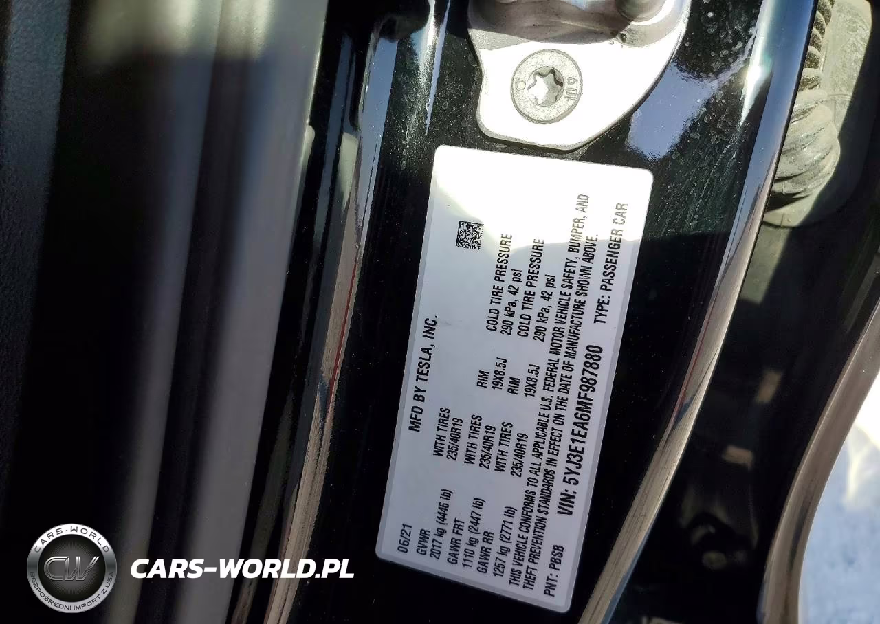 2021 Tesla Model 3 VIN:5YJ3E1EA6MF987880 - 12