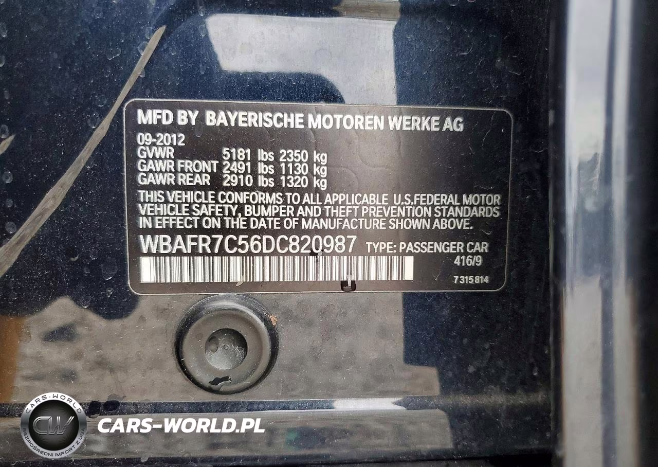 2013 BMW 535 I VIN:WBAFR7C56DC820987 - 12