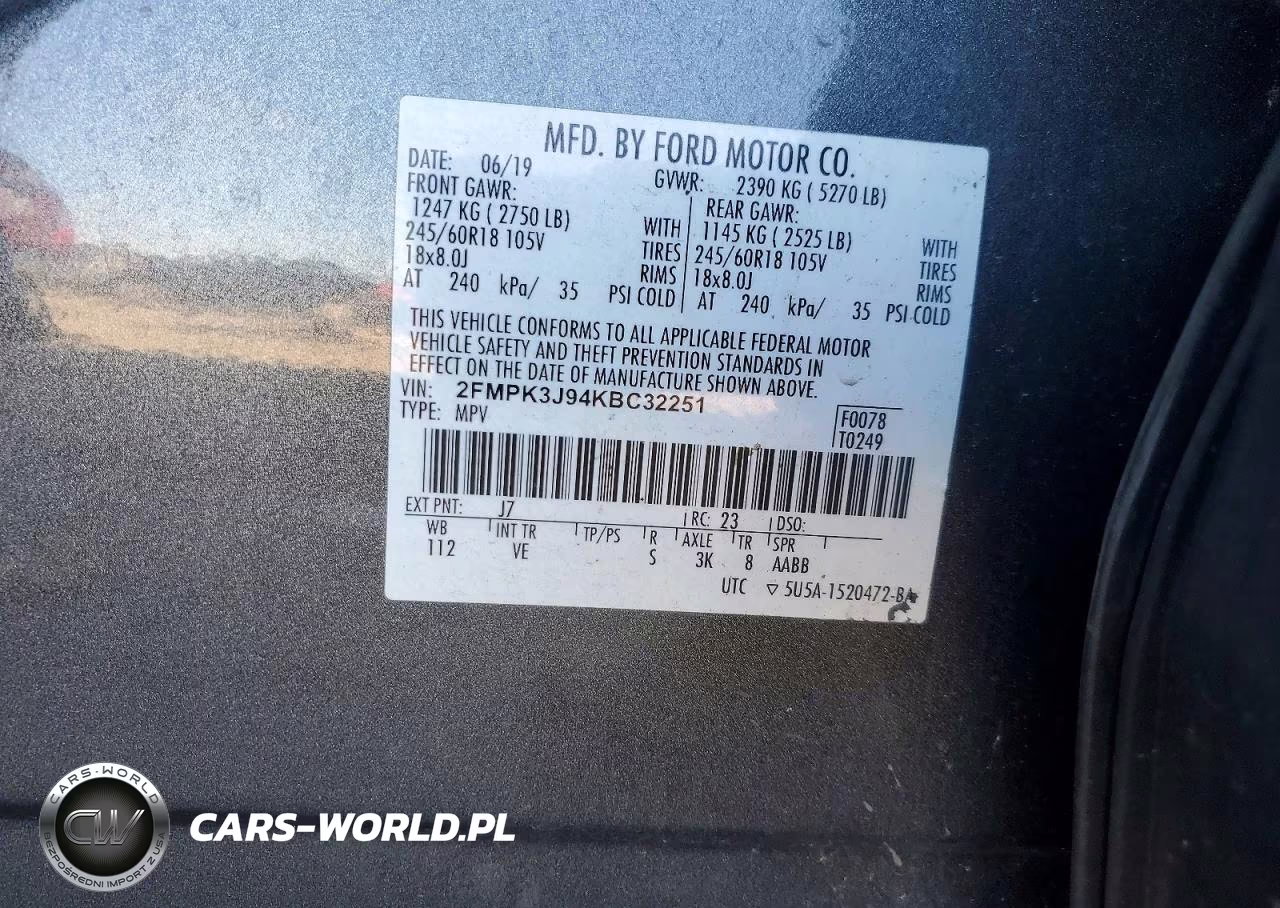 2019 Ford Edge Sel VIN:2FMPK3J94KBC32251 - 14