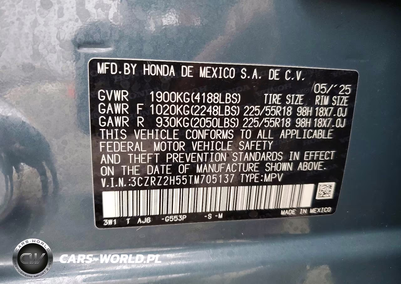 2026 Honda Hr-V Sport VIN:3CZRZ2H55TM705137 - 13