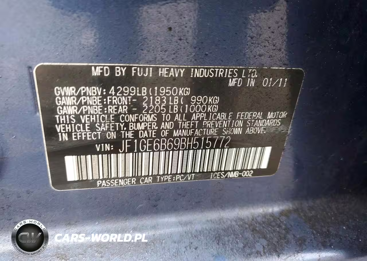 2011 Subaru Impreza VIN:JF1GE6B69BH515772 - 12