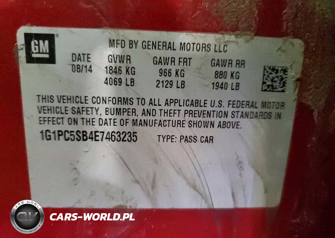 2014 Chevrolet Cruze Lt VIN:1G1PC5SB4E7463235 - 12