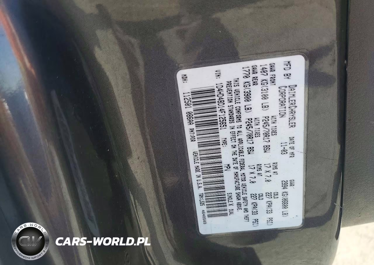 2004 Dodge Durango Slt VIN:1D4HD48D14F125651 - 13