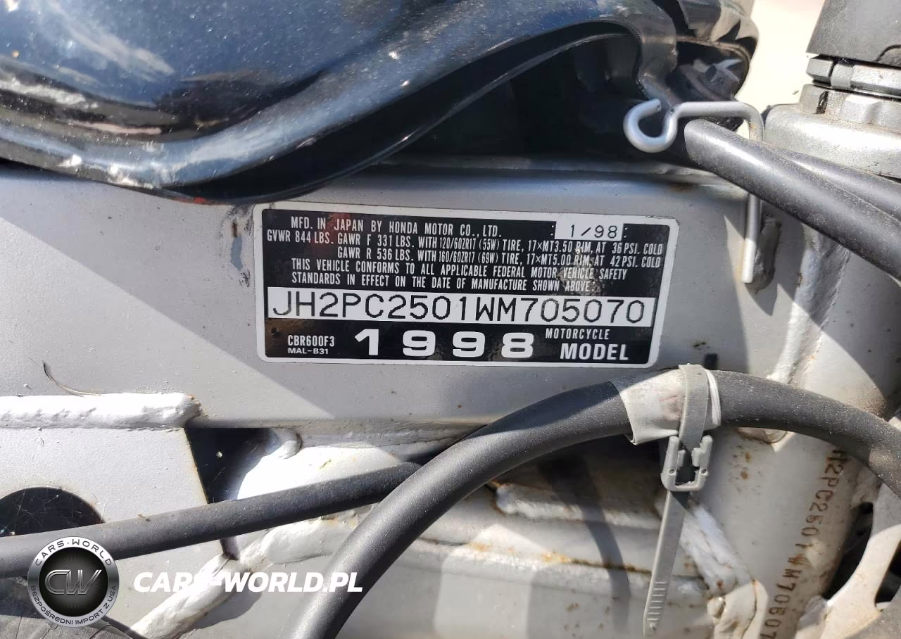 1998 Honda Cbr600 F3 VIN:JH2PC2501WM705070 - 9