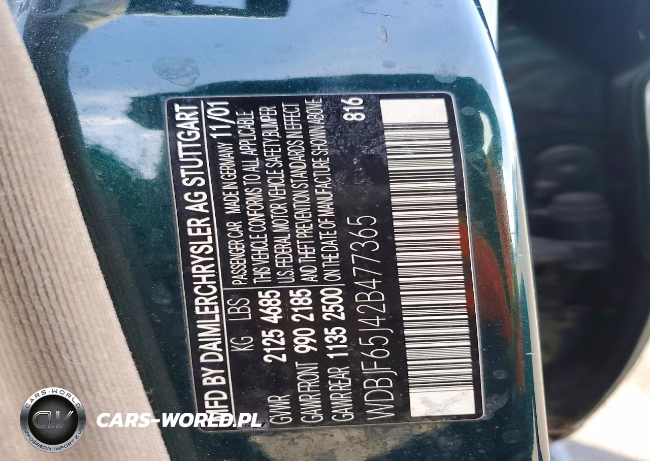 2002 Mercedes-Benz E 320 VIN:WDBJF65J42B477365 - 12