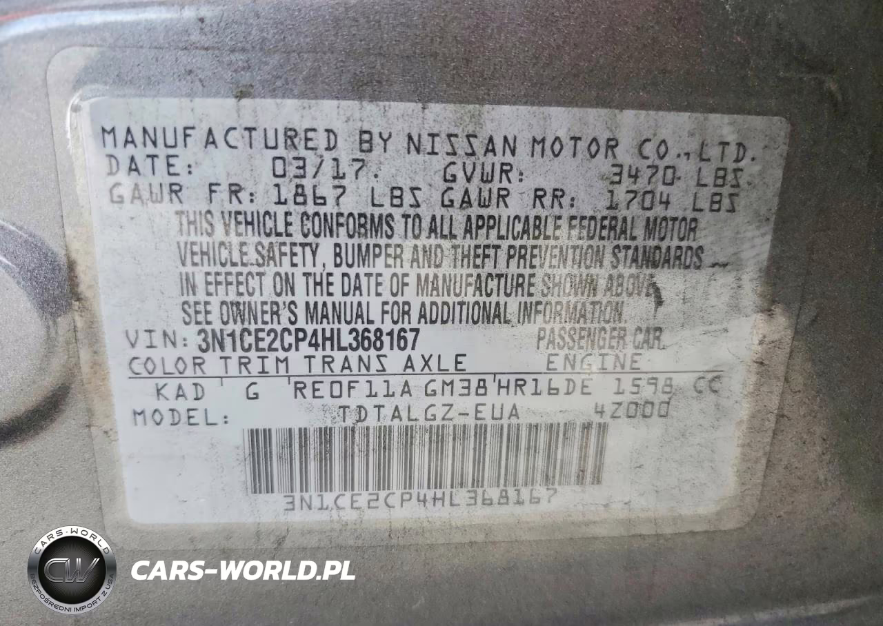 2017 Nissan Versa Note S VIN:3N1CE2CP4HL368167 - 12