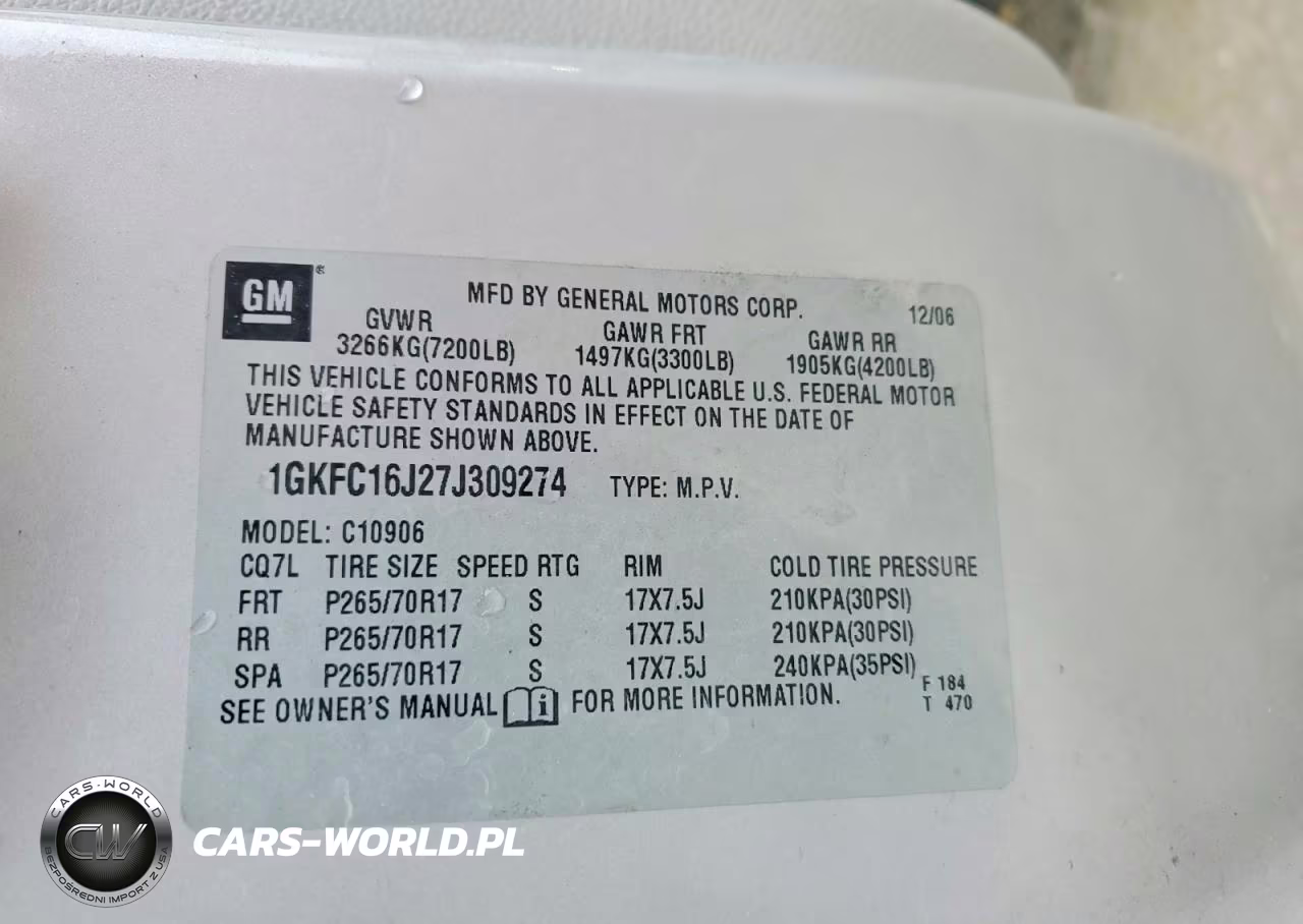 2007 GMC Yukon Xl C1500 VIN:1GKFC16J27J309274 - 13