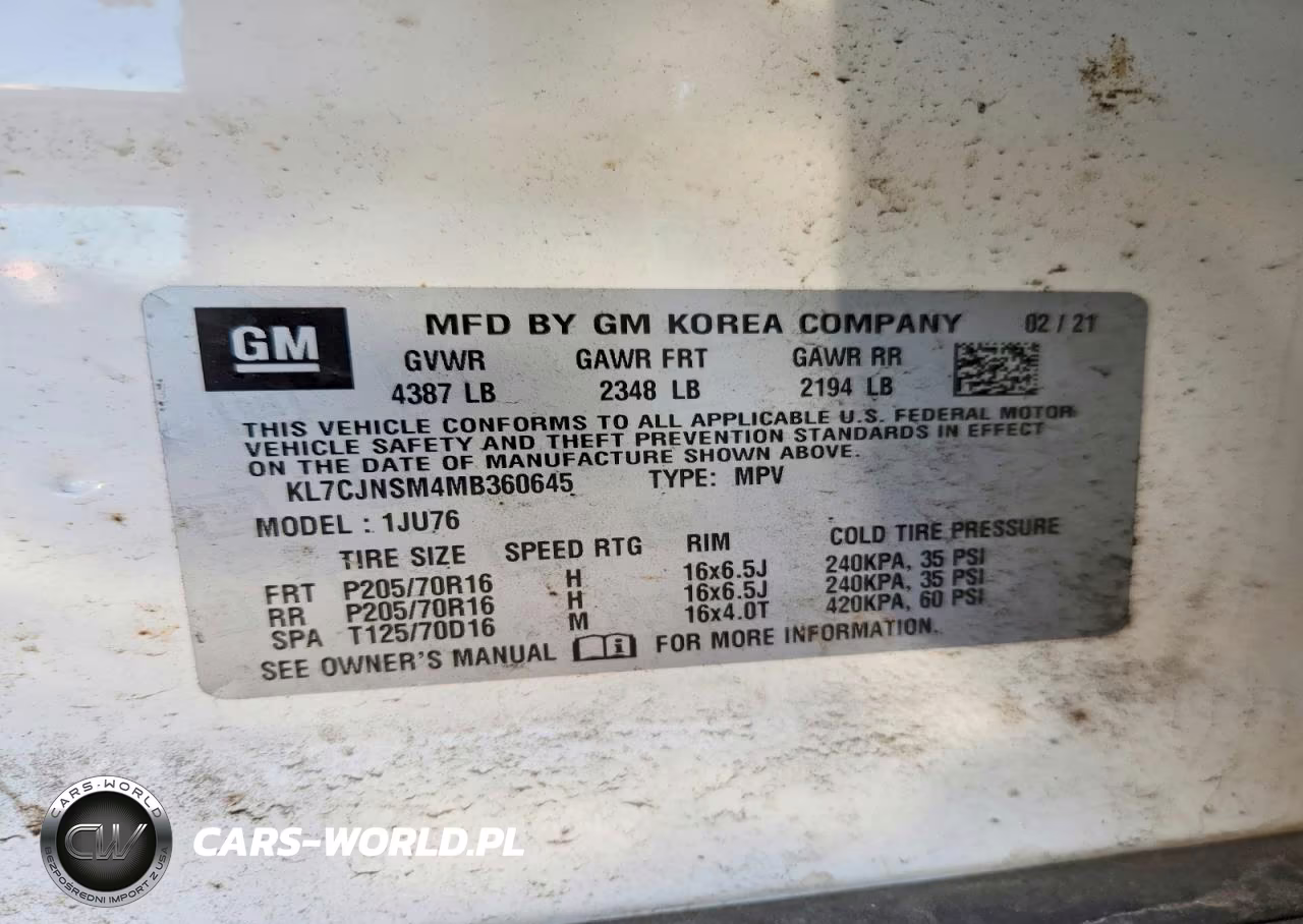 2021 Chevrolet Trax Ls VIN:KL7CJNSM4MB360645 - 13