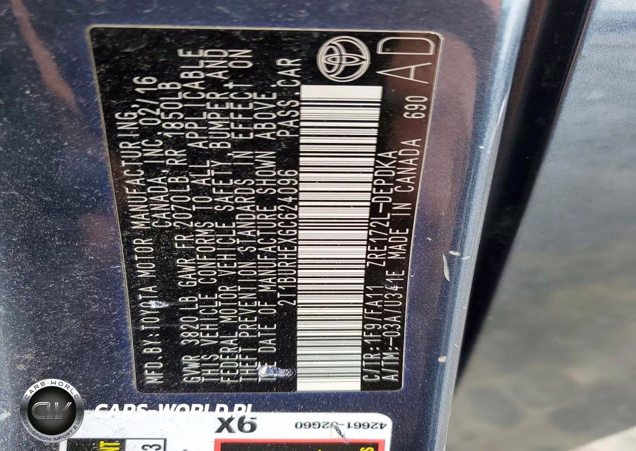 2016 Toyota Corolla L VIN:2T1BURHEXGC624096 - 12