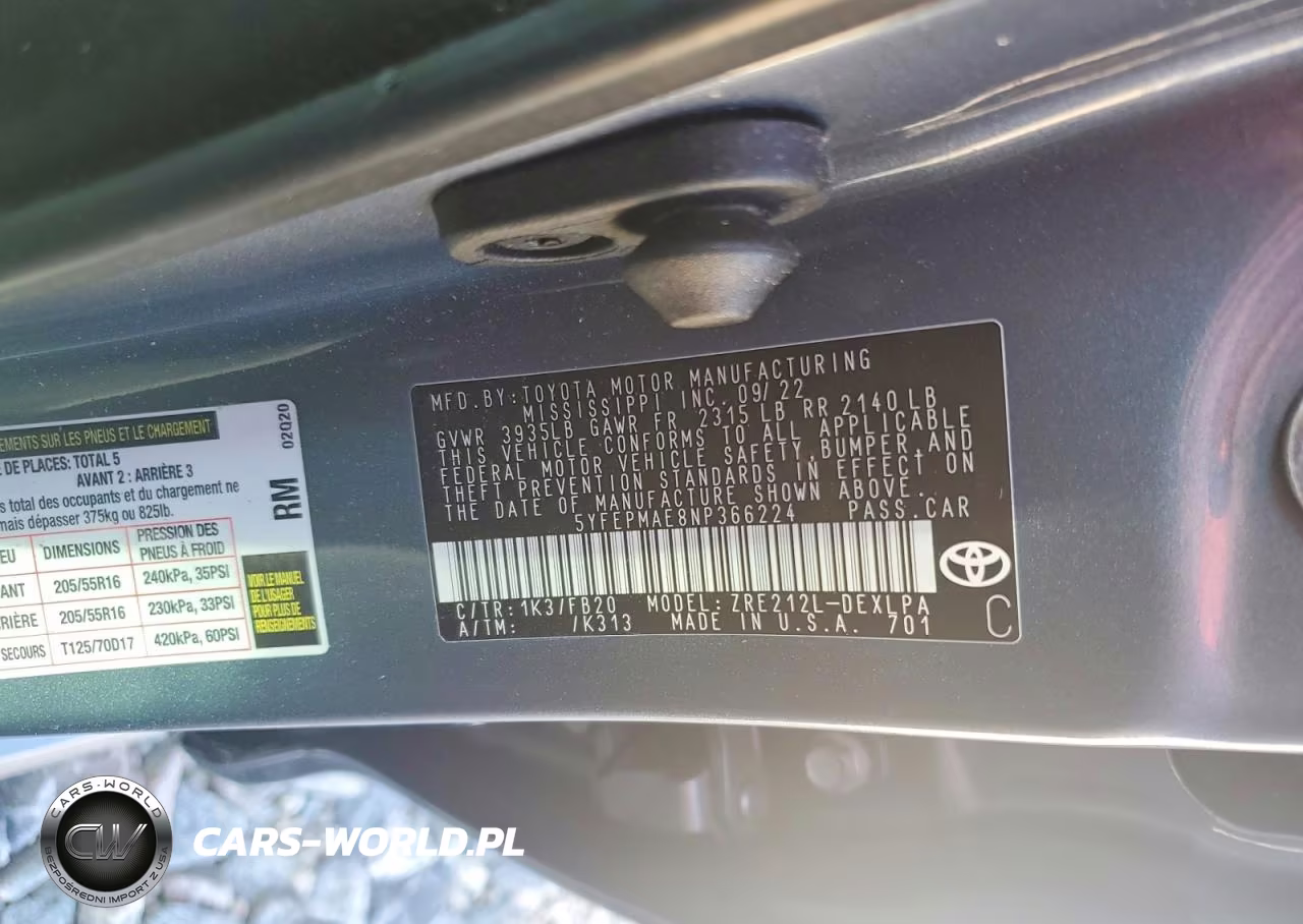 2022 Toyota Corolla Le VIN:5YFEPMAE8NP366224 - 12