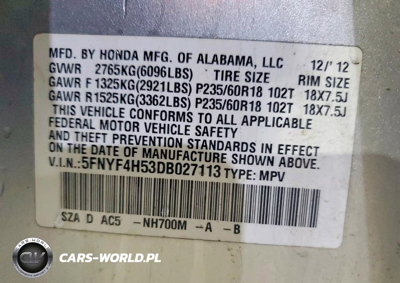 2013 Honda Pilot Exl VIN:5FNYF4H53DB027113 - 14