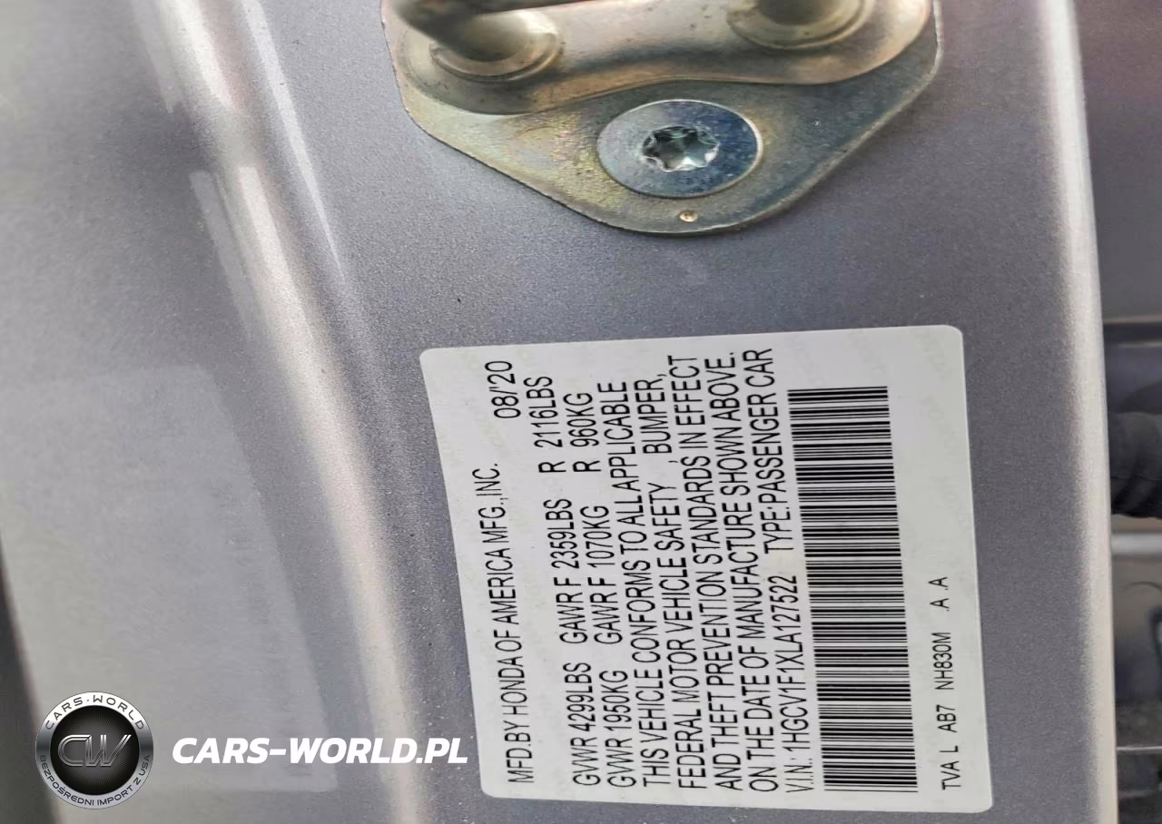 2020 Honda Accord Lx VIN:1HGCV1F1XLA127522 - 12