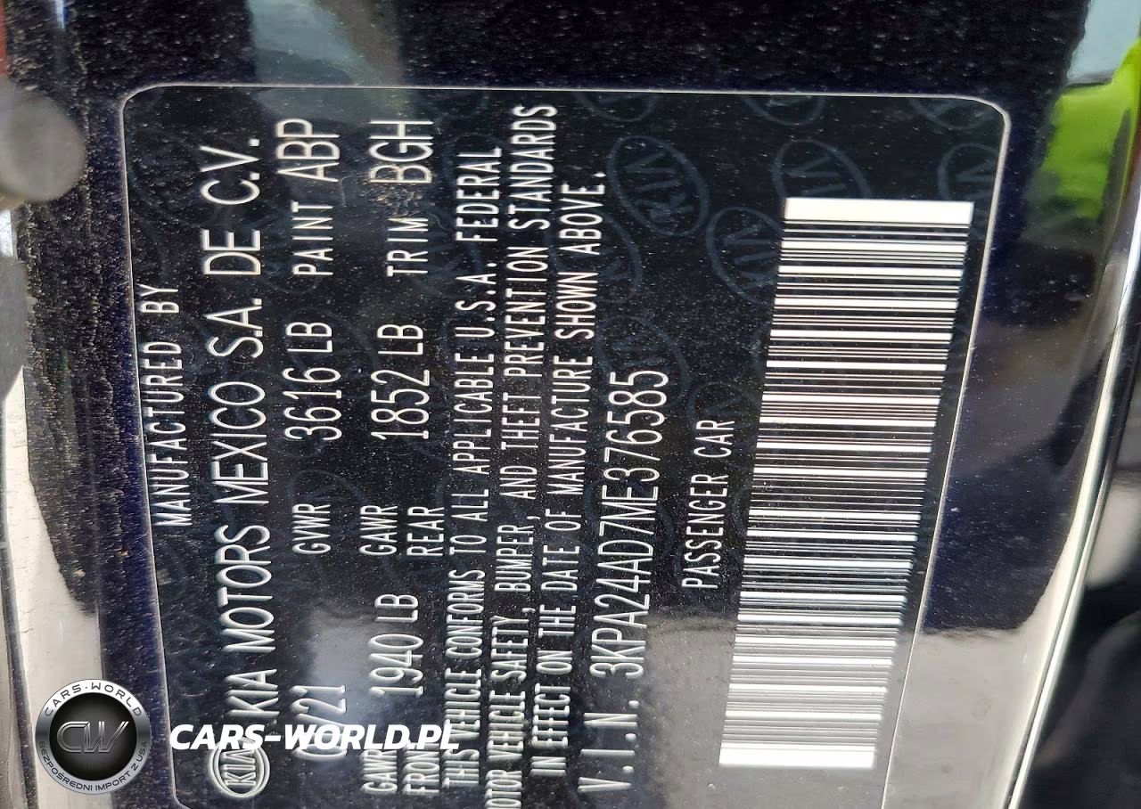 2021 Kia Rio S VIN:3KPA24AD7ME376585 - 12