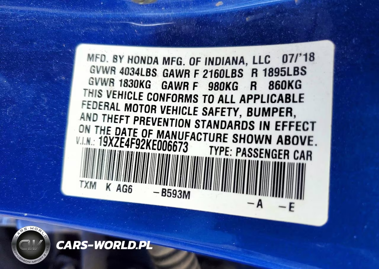 2019 Honda Insight Touring VIN:19XZE4F92KE006673 - 12