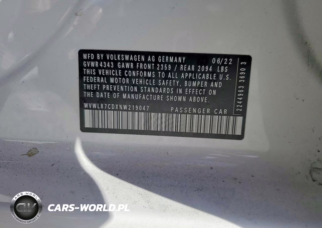 2022 Volkswagen Gti Se VIN:WVWL87CDXNW219047 - 12