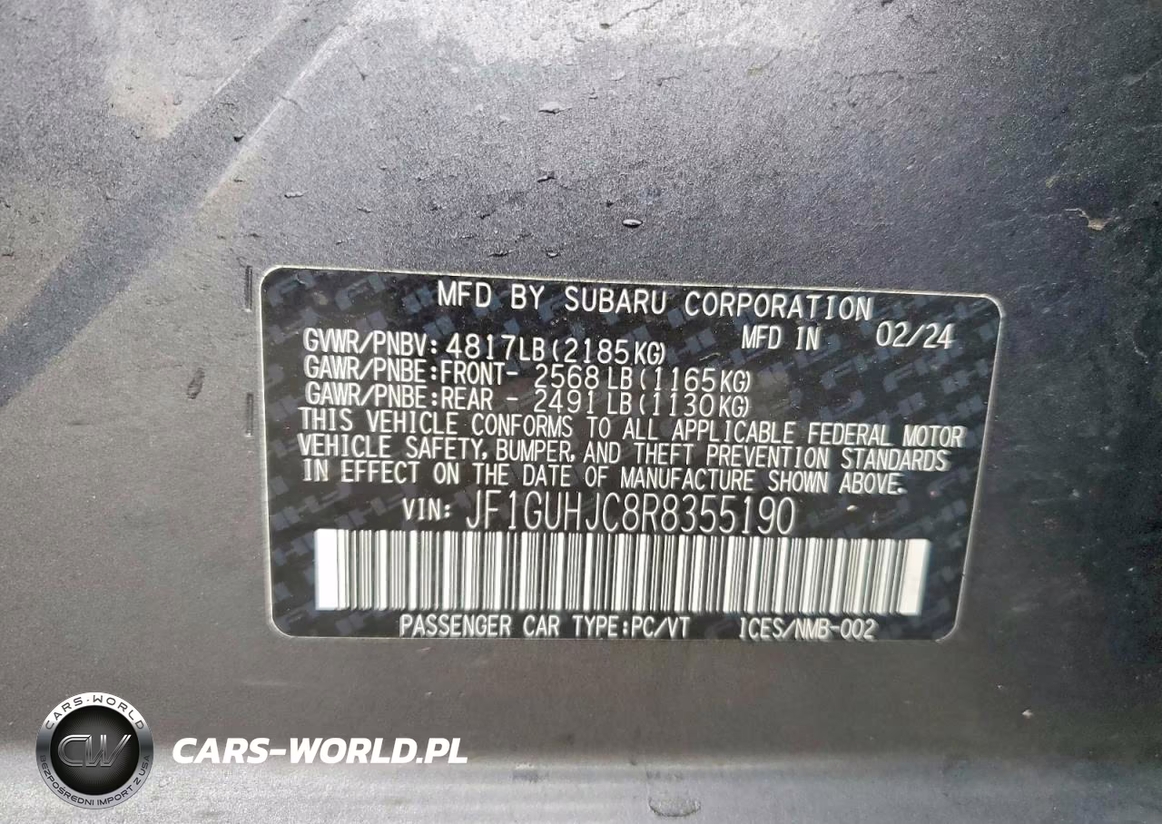 2024 Subaru Impreza Rs VIN:JF1GUHJC8R8355190 - 12