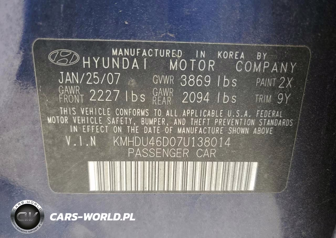 2007 Hyundai Elantra Gls VIN:KMHDU46D07U138014 - 13