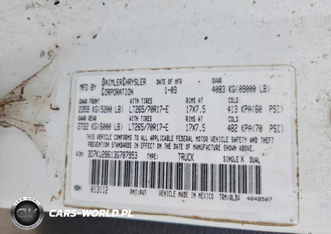2003 Dodge Ram 2500 St VIN:3D7KU28613G787953 - 12