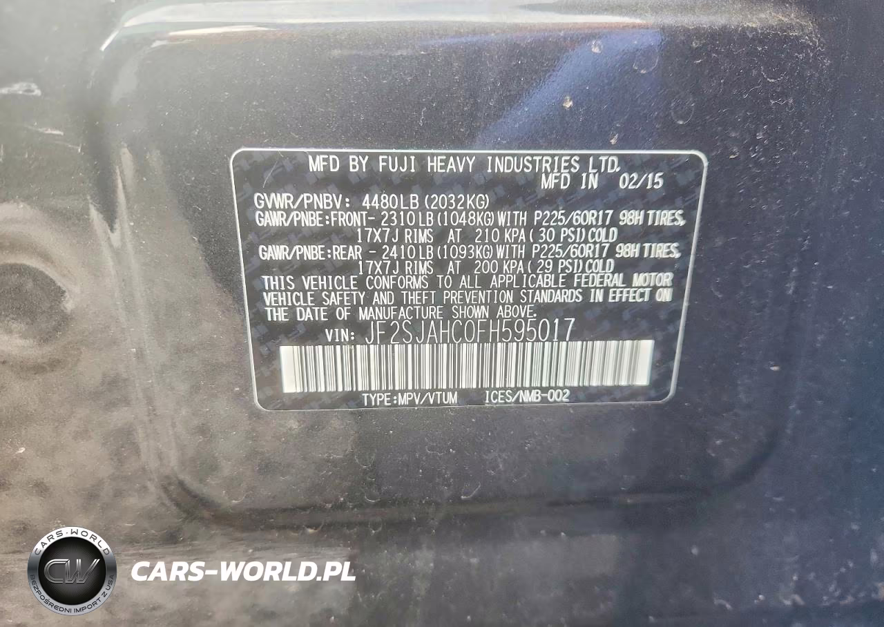2015 Subaru Forester 2.5I Limited VIN:JF2SJAHC0FH595017 - 13