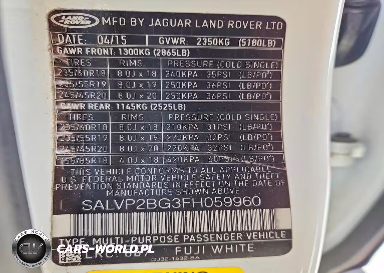 2015 Land Rover Range Rover Evoque Pure Plus VIN:SALVP2BG3FH059960 - 14