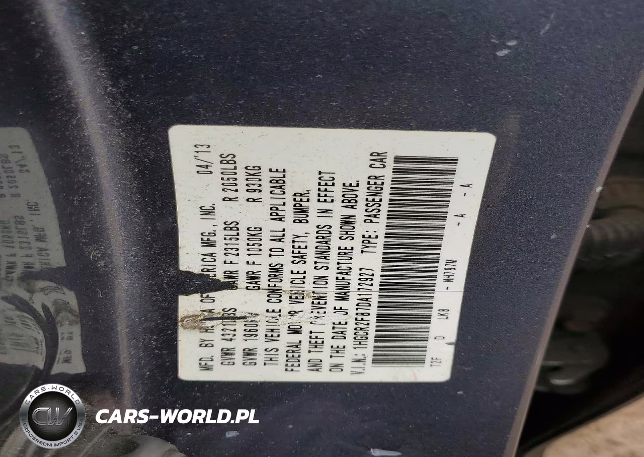 2013 Honda Accord Exl VIN:1HGCR2F87DA172927 - 12