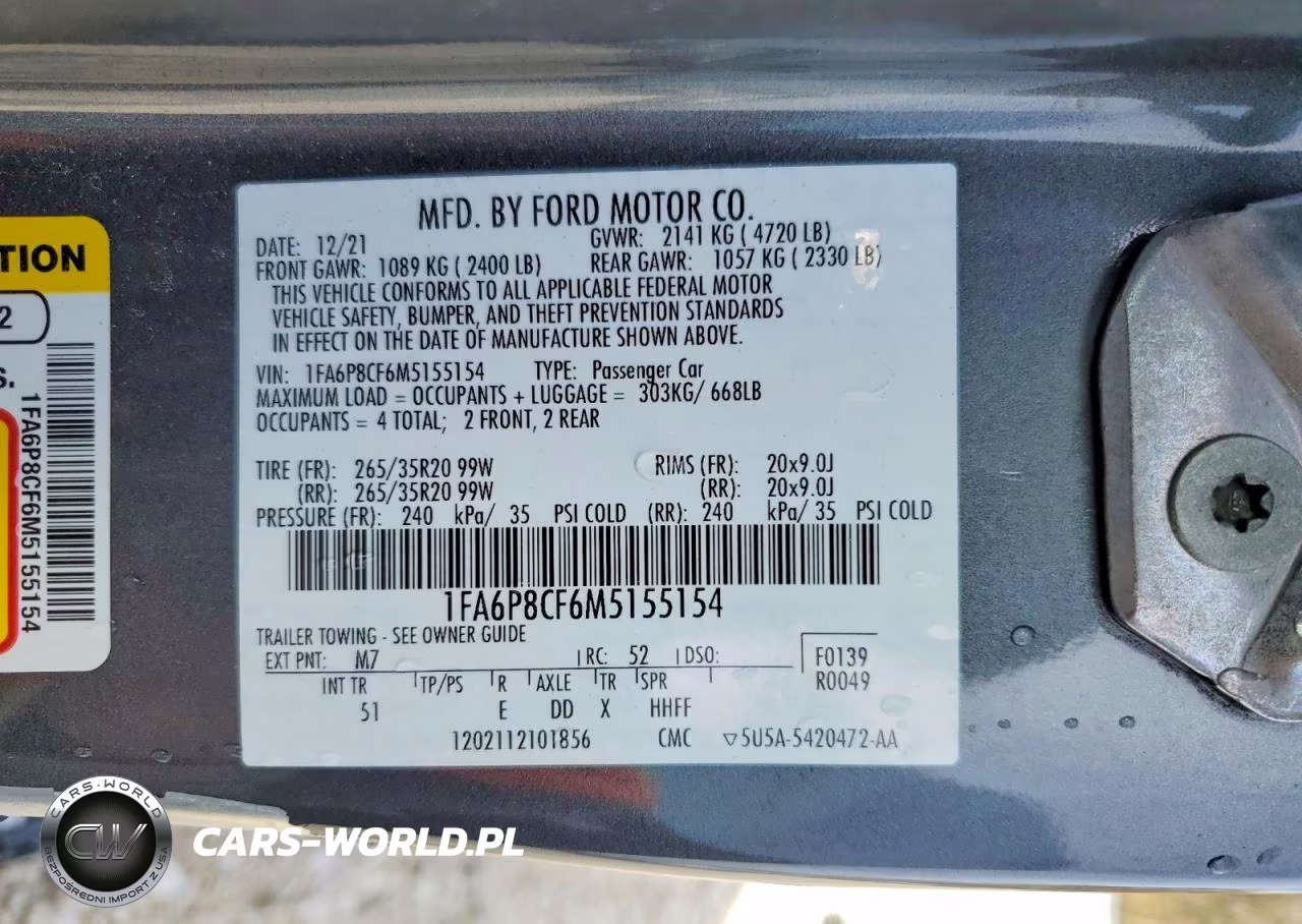 2021 Ford Mustang Gt VIN:1FA6P8CF6M5155154 - 12
