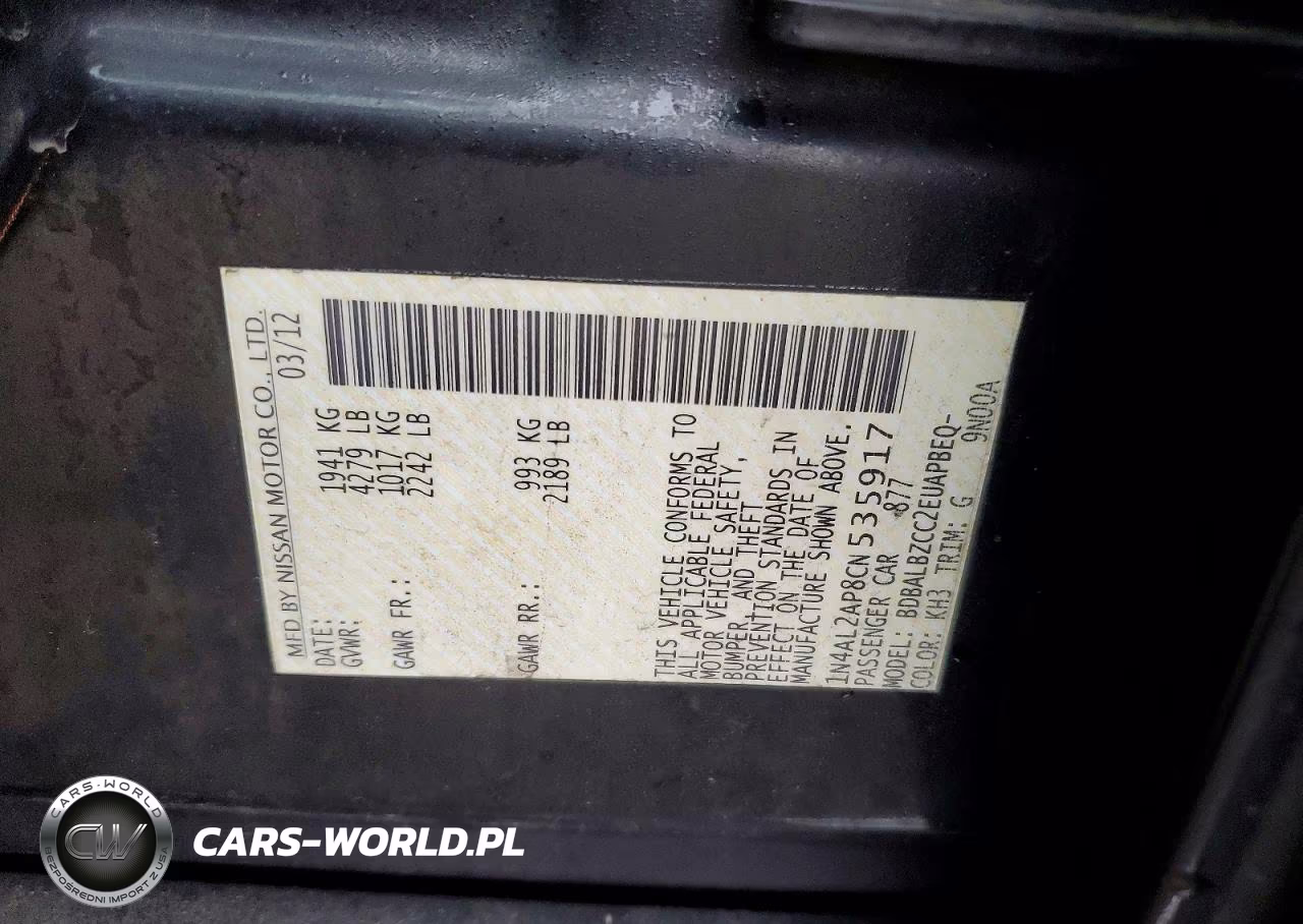 2012 Nissan Altima Base VIN:1N4AL2AP8CN535917 - 12