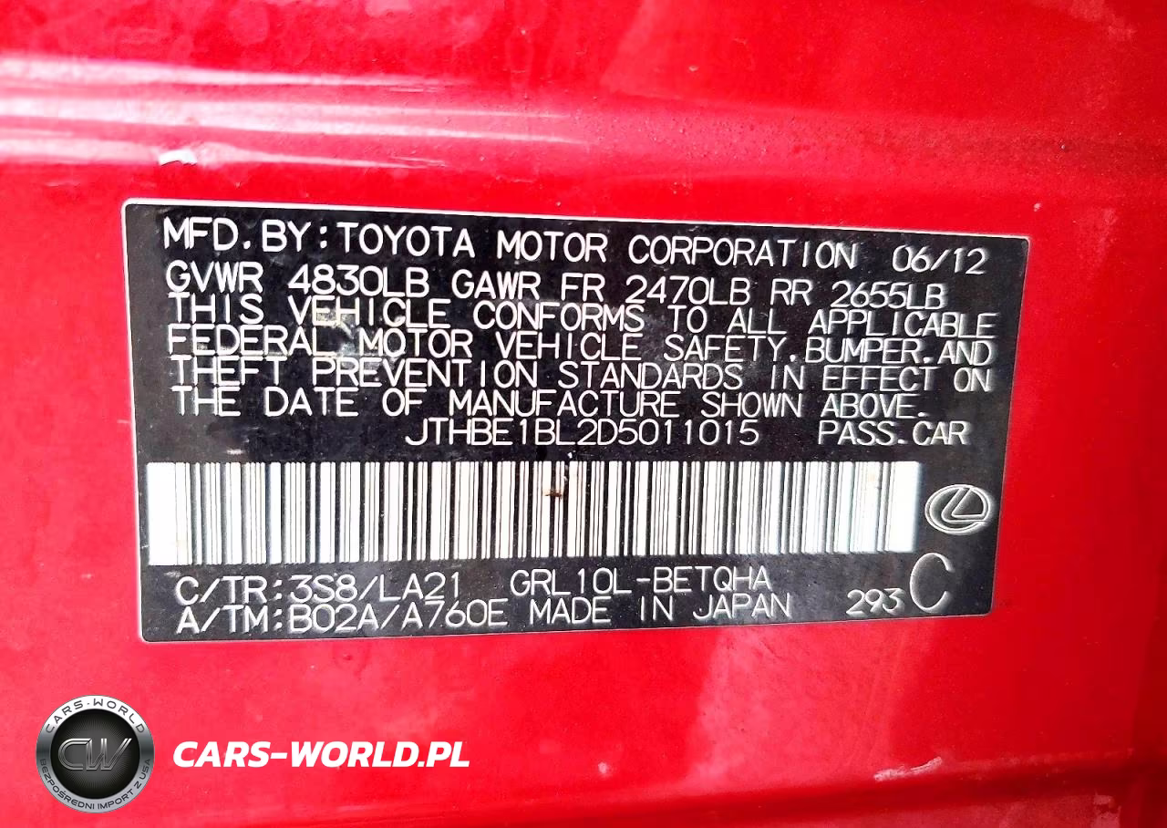 2013 Lexus Gs 350 VIN:JTHBE1BL2D5011015 - 12