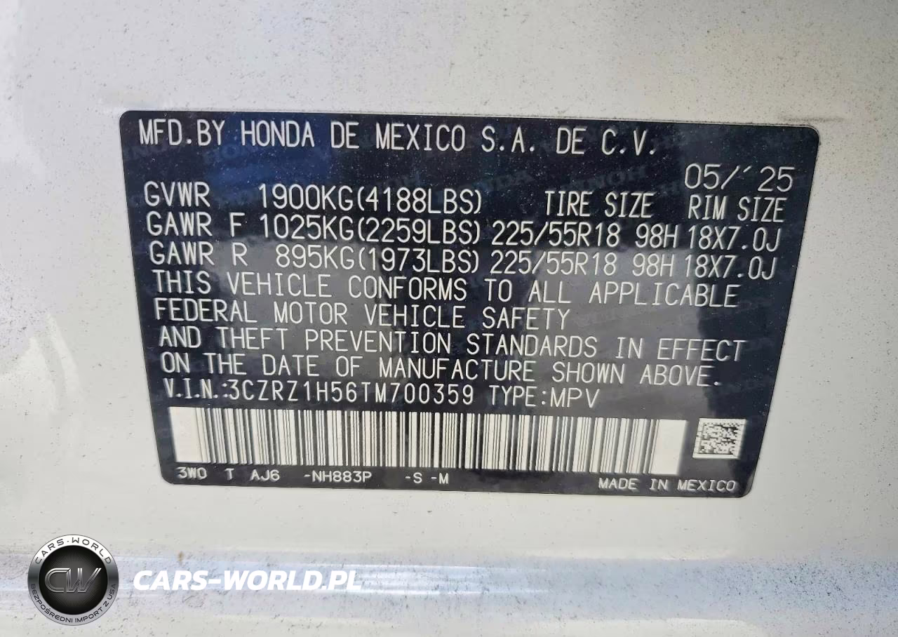2026 Honda Hr-V Sport VIN:3CZRZ1H56TM700359 - 12