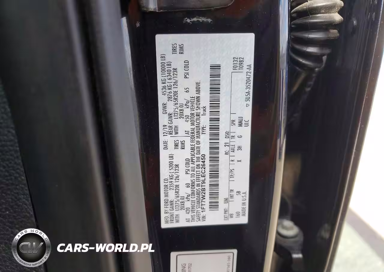 2020 Ford F250 Super Duty VIN:1FT7W2BT9LEC26450 - 12