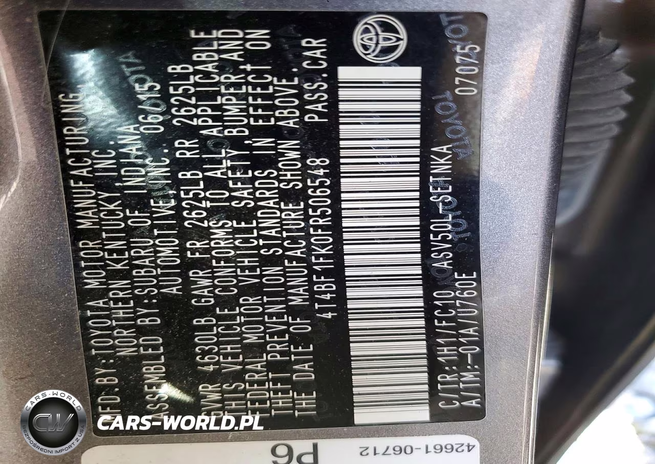 2015 Toyota Camry Le VIN:4T4BF1FK0FR506548 - 12