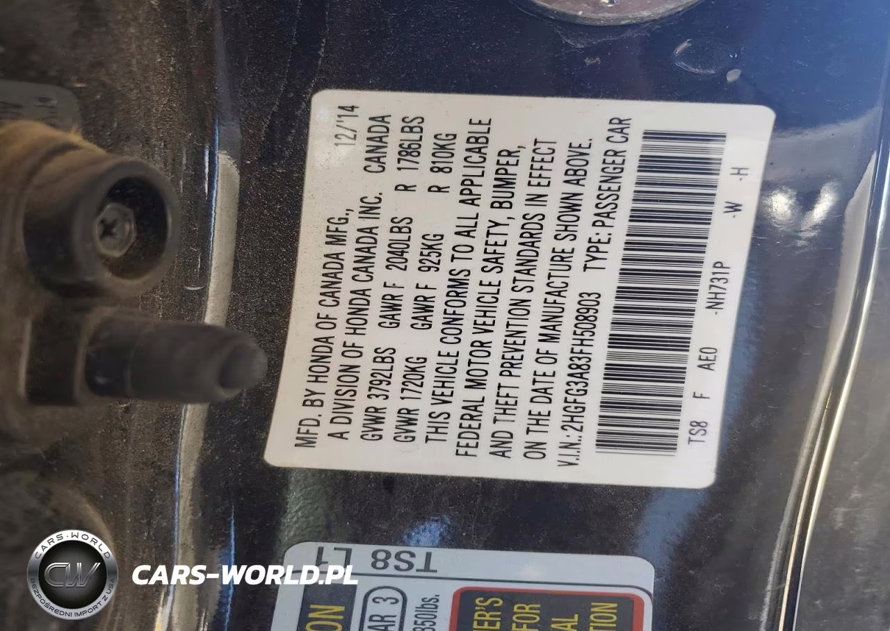 2015 Honda Civic Ex VIN:2HGFG3A83FH508903 - 12