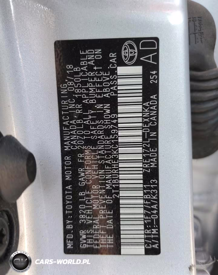 2019 Toyota Corolla L VIN:2T1BURHE3KC159749 - 13
