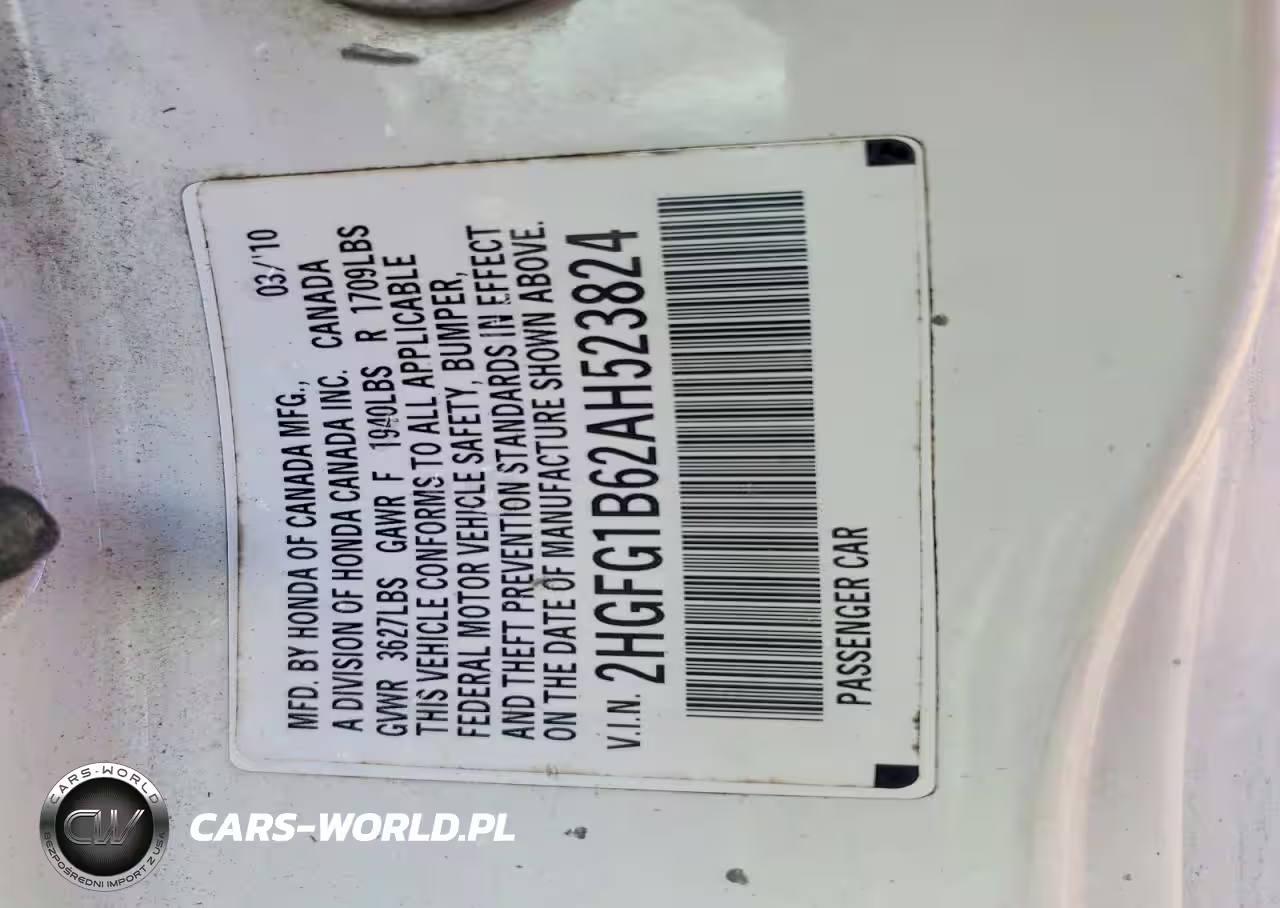 2010 Honda Civic Lx VIN:2HGFG1B62AH523824 - 12