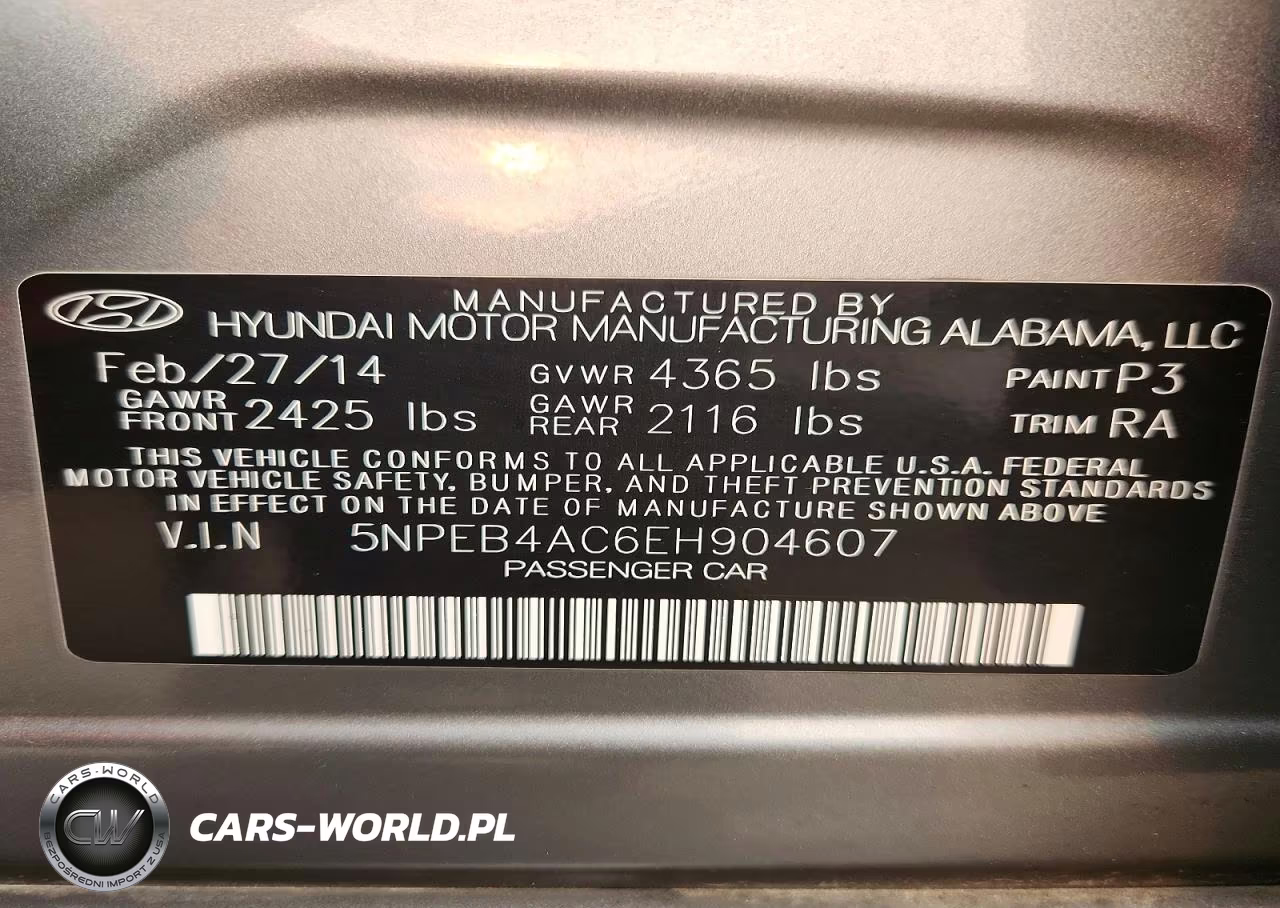 2014 Hyundai Sonata Gls VIN:5NPEB4AC6EH904607 - 12