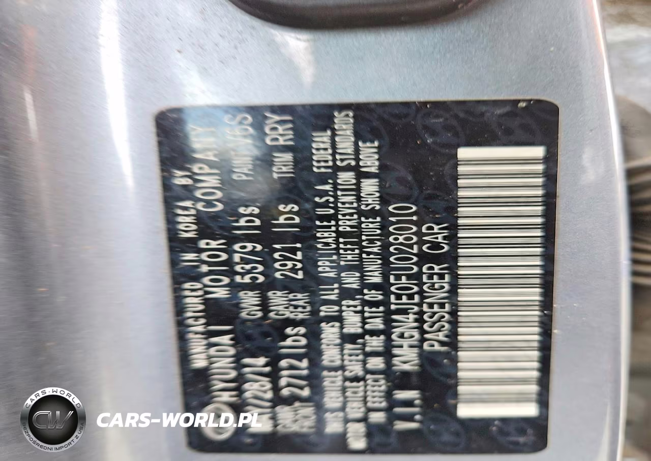 2015 Hyundai Genesis 3.8L VIN:KMHGN4JE0FU028010 - 12