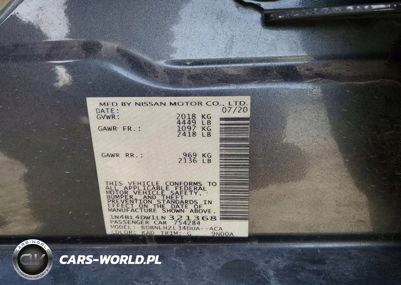 2020 Nissan Altima Sv VIN:1N4BL4DW1LN321368 - 12