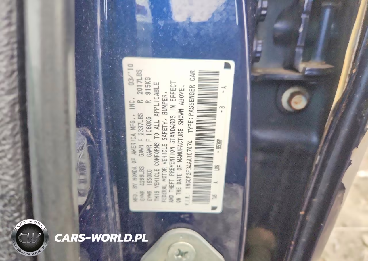 2010 Honda Accord Lx VIN:1HGCP2F34AA107474 - 13