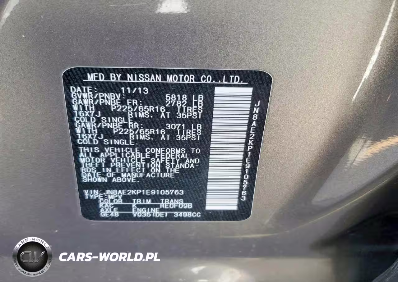 2014 Niss Quest VIN:JN8AE2KP1E9105763 - 13